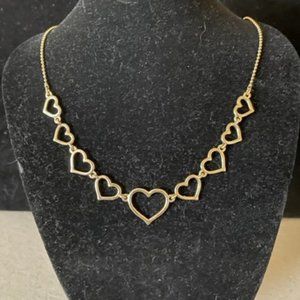 Avon Open Hearts Necklace in a Gold Tone 17" with a removable 3" extender